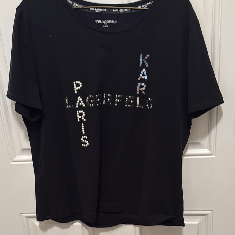 Black Boxy Embellished Short Sleeve T-Shirt